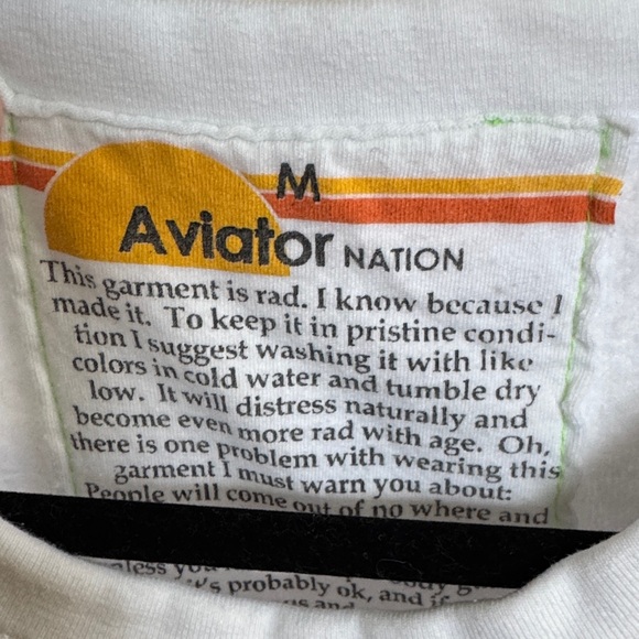 Aviator Nation White Crewneck with Blue and Red Logo - Picture 2 of 3